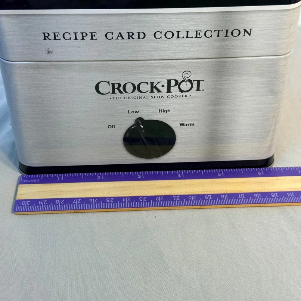 Crock-Pot Recipe Card Collection Tin Box with Slow Cooker Recipes Collectible